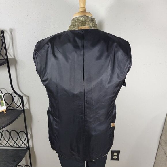 J.Riggings Men's Sport Coat Blazer Three Button Tan Silk Wool Plaid‎ Size 42R - Picture 12 of 16